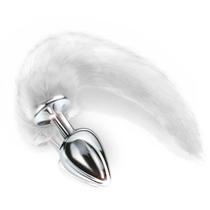 Plug Anal Hard Cromado com Cauda de Raposa do Ártico