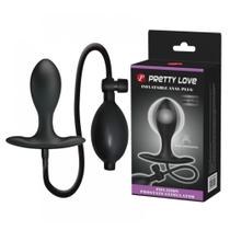 Plug Anal Inflável com Esfera Estimulante em Silicone Macio Preto 9cm Pretty Love