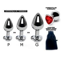 Plug Anal Jóia Coração Vermelho Aço Inoxidável P ou M ou G