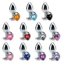 Plug Anal Jóia em Aço M Base Coração e Cristal Colorido - Azul Claro