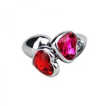 Plug Anal Jóia em Aço P Base Coração e Cristal Colorido - Pink