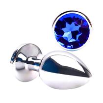 Plug Anal Joia Tamanho M com Cristal Azul Escuro
