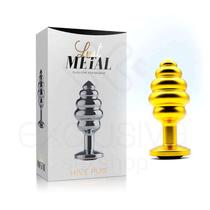 Plug Anal ''M'' Escalonado Dourado Fosco com Joia na Base - Lust Metal Hive Pug