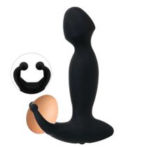 Plug Anal Masculino Feminino Próstata Ânus com Vibrador e Anel Peniano Silicone