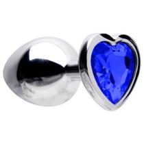 Plug Anal Médio em Metal Cromado Com Coração em Brilhante 8x3,4cm