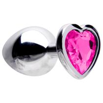 Plug Anal Médio em Metal Cromado Com Coração em Brilhante 8x3,4cm Plug Anal Médio em Metal Cromado Com Coração em Brilhante 8x3,4cm