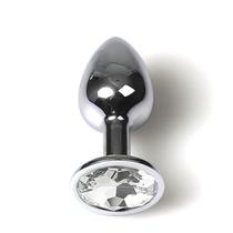 Plug Anal Médio em Metal Cromado Com Pedra Brilhante 8x3,4cm Plug Anal Médio em Metal Cromado Com Pedra Brilhante 8x3,4cm