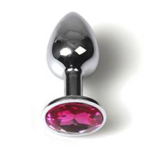 Plug Anal Médio em Metal Cromado Com Pedra Brilhante 8x3,4cm