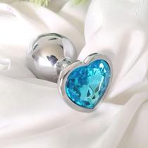 Plug Anal Médio Metal Cromado Com Coração Brilhante 8x3,4cm