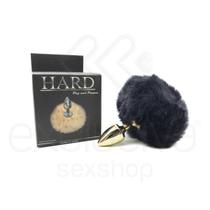 Plug Anal ''P'' em Metal com Pompom - 5,4 x 2,6 cm - HARD