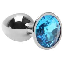 Plug Anal Para Iniciante Pequeno em Metal Cromado com Pedra Brilhante