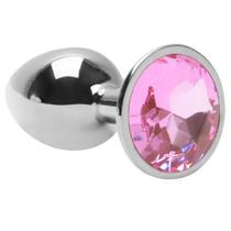 Plug Anal Para Iniciante Pequeno em Metal Cromado com Pedra Brilhante