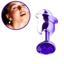 Plug Anal Pênis Lite Plug com Joia Roxo