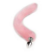 Plug Anal Pequeno com Cauda de Raposa Rosa Claro - Tamanho P