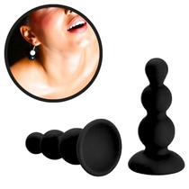 Plug Anal Pequeno Escalonado em Silicone Preto