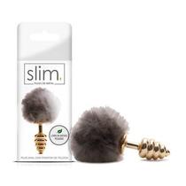 Plug Anal Pompom Slim - Acessório de Metal Dourado Plug Anal Pompom Slim - Acessório de Metal Dourado