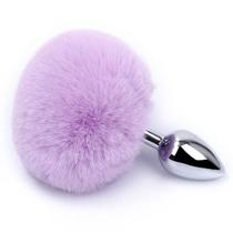 Plug Anal Pompom Tamanho P 7cm x 2,8cm em Aço Rabo de Coelho Lilás