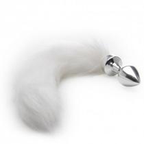 Plug Anal Rabo de Raposa Branca 7cm
