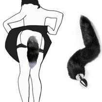 Plug Anal Rabo de Raposa Preto 40 cm Tamanho P - DIBE