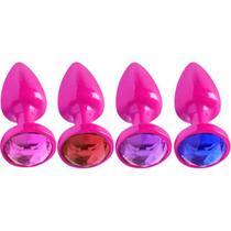 Plug anal rosa com pedra diversão ao cubo Plug anal rosa com pedra diversão ao cubo