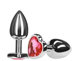 Plug Anal Tamanho G em Aço Cromado Joia Coração - Jóia Anal 9 x 4