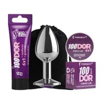 Plug Anal Tamanho P + 100dor Lubrificante Anal + 100Dor Cream Lub