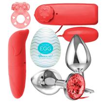 Plug Anal + Vibrador Bullet + Ponto G + Egg + Anel + Brinde