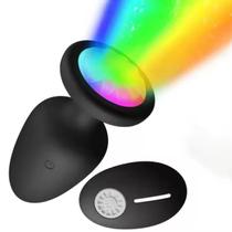 Plug Anal Vibratório Dilatador Led Colorido Controle Lindo