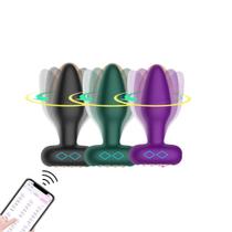 Plug anal vibratório por aplicativo em silicone com rotação 360