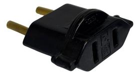 Plug Benjamin Adaptador 10a Chato Para Redondo Preto
