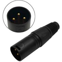 Plug Conector Macho Xlr Canon Pino Banhado A Ouro HJH Preto