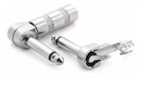 Plug Conector P10 Ponta Em L Mono Com Mola E Ranhuras