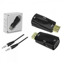 Plug Conversor HDMI x VGA com Saída R+L Preto CHIP SCE