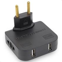 Plug Conversor T Entradas USB Dobrável Seguro Discreto 4000W