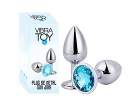 Plug de metal com joia AZUL tamanho Pequeno (7,0 cm) - VibraToy