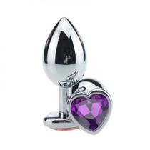 Plug de Metal P Com Pedra Roxo Formato de Coracao 6 cm