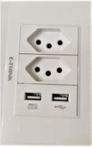 Plug de parede combinada com duas tomadas de energia padrão e duas tomadas USB 5v 2100mA - ETHINK