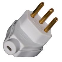 Plug de Tomada Macho 3 Pinos 10a Triangular Branco