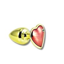 Plug em metal Dourado Com Pedra De Coração Vermelha