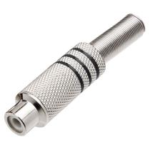 Plug Especial JACK RCA Femea Metalico Niquel Preto com Mola Plug Especial JACK RCA Femea Metalico Niquel Preto com Mola