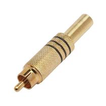Plug Especial Rca Dourado Preto Com Mola 6,00 Mm