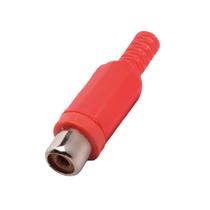 Plug Especial RCA Femea Vermelho Plastico com Rabicho