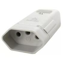 Plug Fêmea 10A Cinza 2P+T 2043 - Perlex