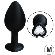 Plug Jóia em Silicone Preto Formato de Coração Tamanho M Plug Jóia em Silicone Preto Formato de Coração Tamanho M