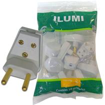 Plug Macho 2 Pinos Tomada Gigante 20a com Prensa Cabo Extensão Branco Kit 10 unidades