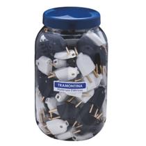 Plug Macho 2P 10 A 250 VPreto/Branco Em Pote c/120 Tramontina Plug Macho 2P 10 A 250 VPreto/Branco Em Pote c/120 Tramontina