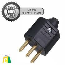 Plug Macho 2P+T 10A 250V 3 Pinos Preto Margirius