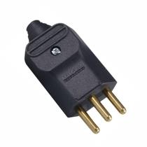 Plug Macho 2P+T 20A 250V 3 Pinos Preto Margirius