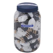 Plug Macho 2P+T Preto/Branco Em Pote c/68 Tramontina Plug Macho 2P+T Preto/Branco Em Pote c/68 Tramontina