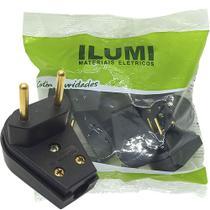 Plug Macho Gigante com Prensa Cabo 2 pinos de 10a para Extensão Tomada Kit 10 unidades - ILUMI